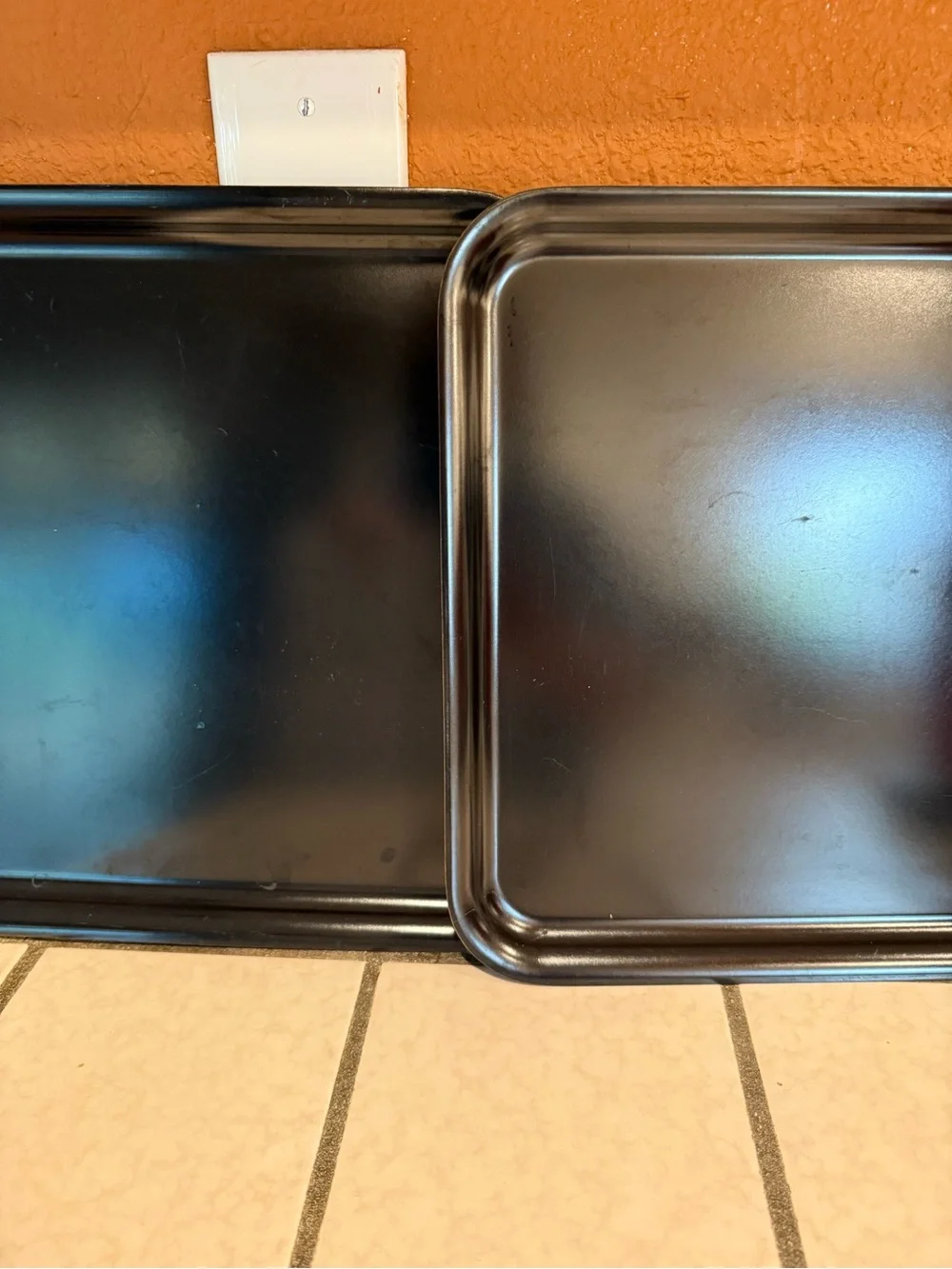 IKEA White Serving Tray with Multicolor Teacup Illustration + 2 black trays